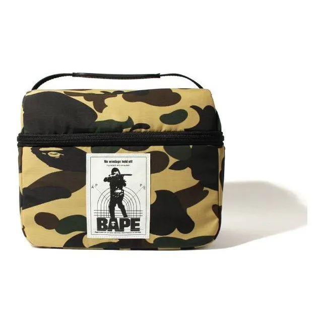 A BATHING APE Polyamide Small Square Bag, Crossbody, One Shoulder Handbag Regular Unisex Green/Yellow-4