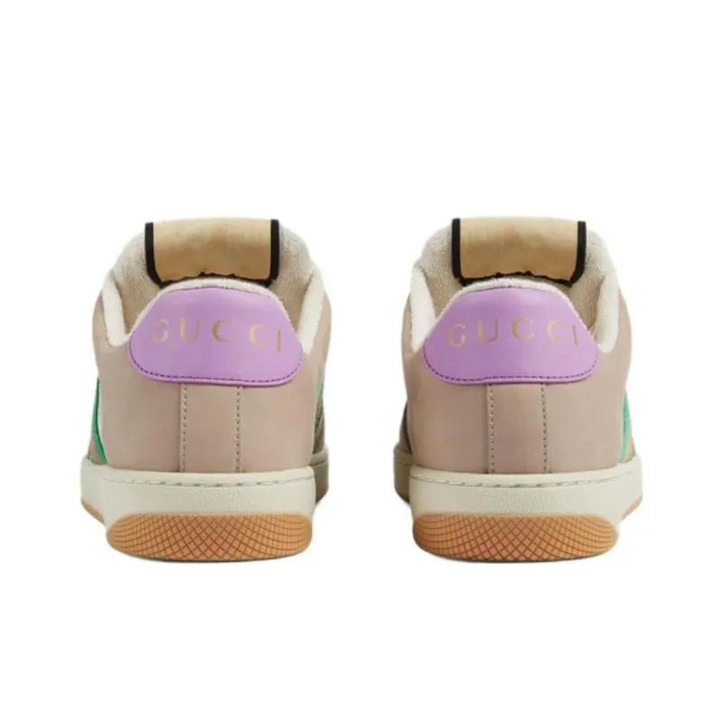 GUCCI Screener Distressed Shoes Low Top Stylish Skateboarding Shoes Women's Multicolor-3