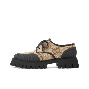 GUCCI Maxi Gg Lace Up Shoes Beige Black Women's
