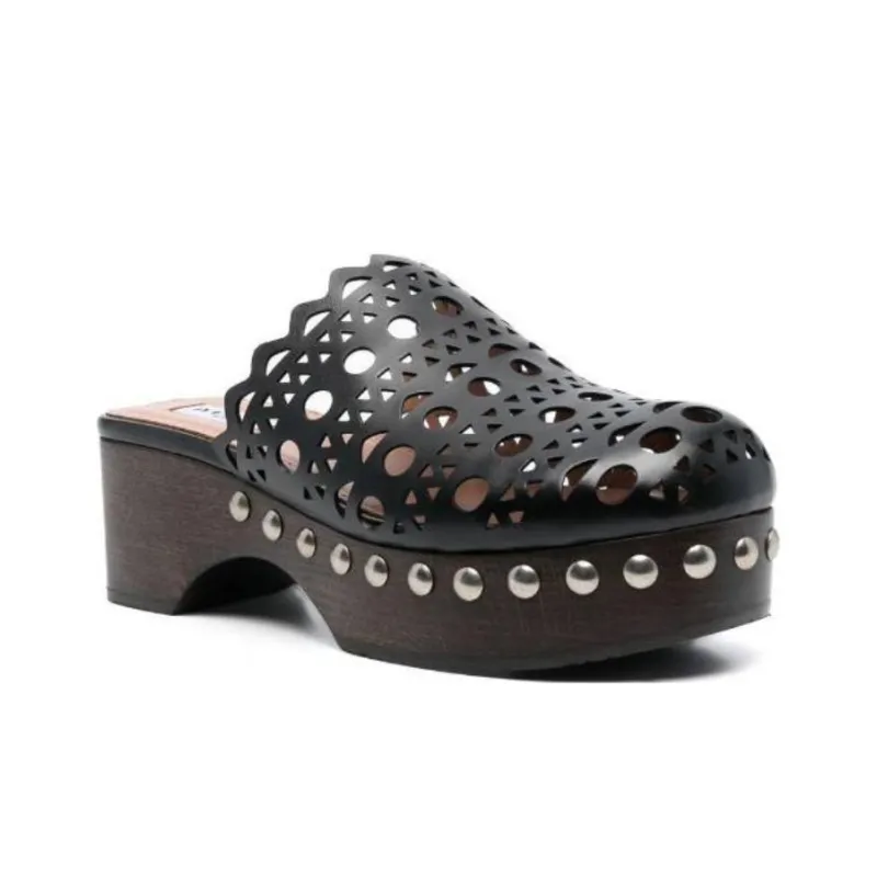 Alaia Rubber Sole Closed Toe Slippers Women's Black-2
