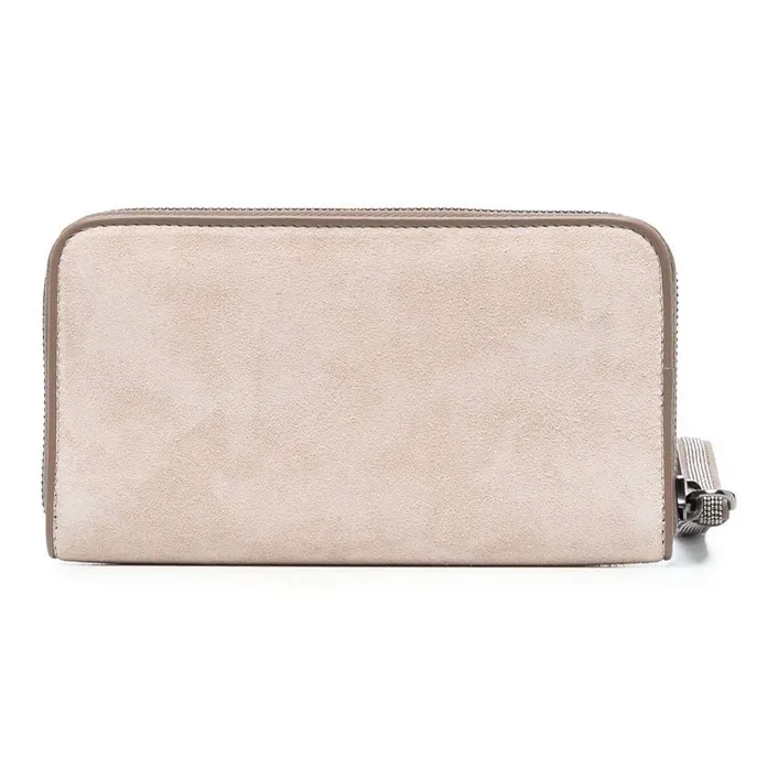 Brunello Cucinelli Suede Wallet Regular Women's Almond Beige-1