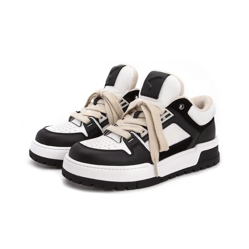 Satchi Low Top Casual Shoes Men's Black White 4CM-2