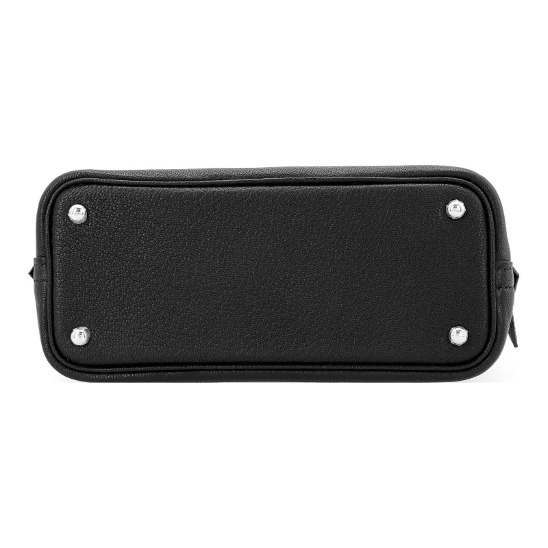 HERMES Goatskin Bowling Bag Handbag Mini Unisex Noir Black-2