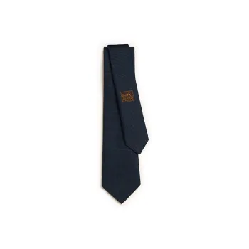 HERMES Saint Honore Silk Ties Men's Dark Blue