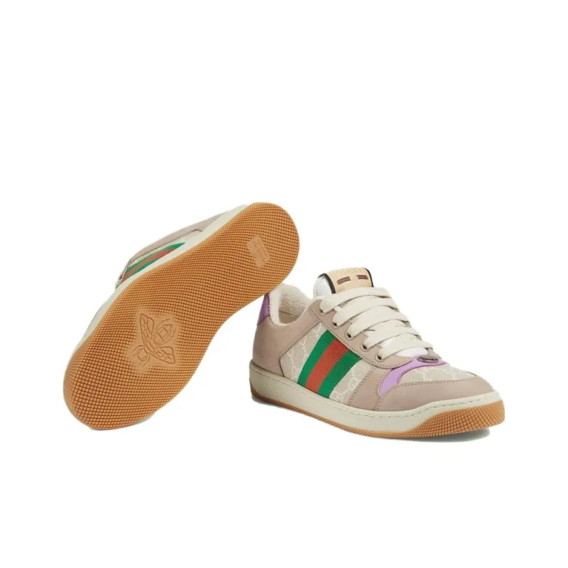 GUCCI Screener Distressed Shoes Low Top Stylish Skateboarding Shoes Women's Multicolor-4