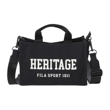 FILA Heritage Nylon Tote Bag Shopping Bag Shoulder Bag Crossbody Bag Handbag Mini Women's Black