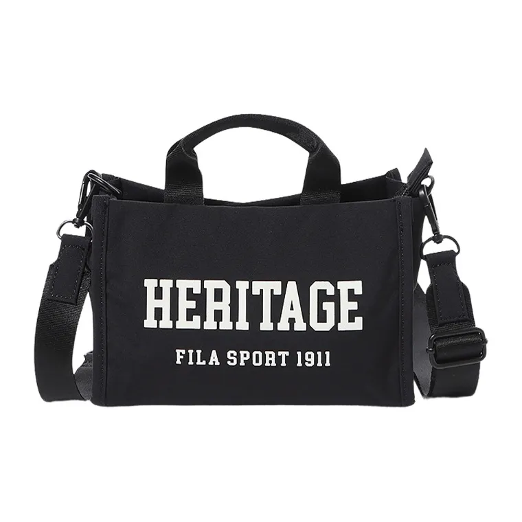 FILA Heritage Nylon Tote Bag Shopping Bag Shoulder Bag Crossbody Bag Handbag Mini Women's Black-0