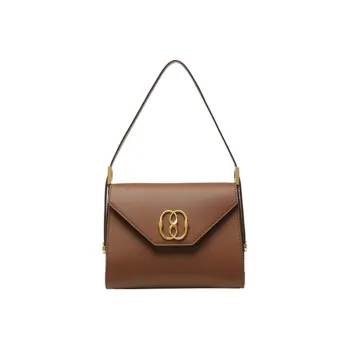 BALLY Emblem Calfskin One Shoulder Handbags Regular Women's Brown