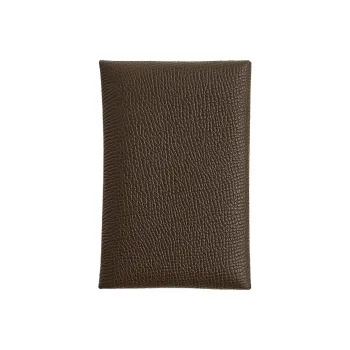 HERMES Calvi Epsom Leather Coin Purse, Wallet, Card Holder Women's 4CEcorce Bark Color