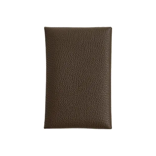 HERMES Calvi Epsom Leather Coin Purse, Wallet, Card Holder Women's 4CEcorce Bark Color