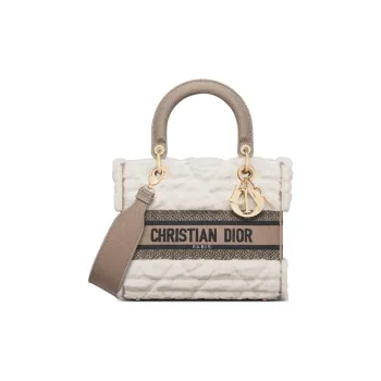 DIOR Lady D Lite Wool Dior Bag Shoulder Bag Crossbody Bag Handbag Medium Size Women's Ice White/Brown