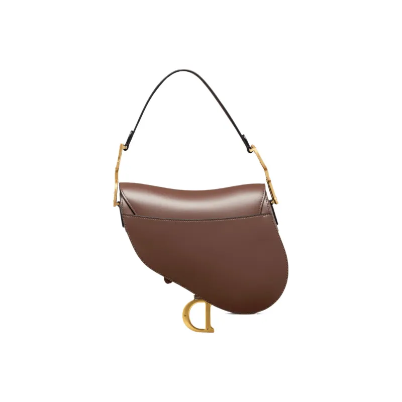 DIOR Smooth Cow Leather Saddle Bag Shoulder Bag Crossbody Bag Handbag Women's Chocolate Brown-2
