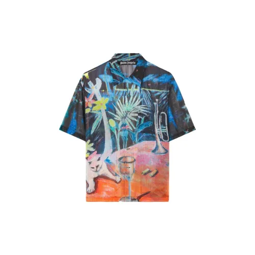 PALM ANGELS Oil On Canvas Button-Up Bowling Shirt 