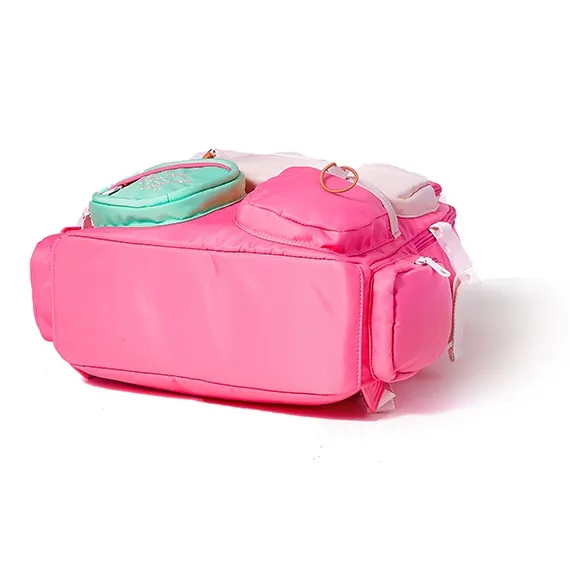 Sound For Life Nylon Fabric Backpack Large Size Women's Ecru/Pink-7