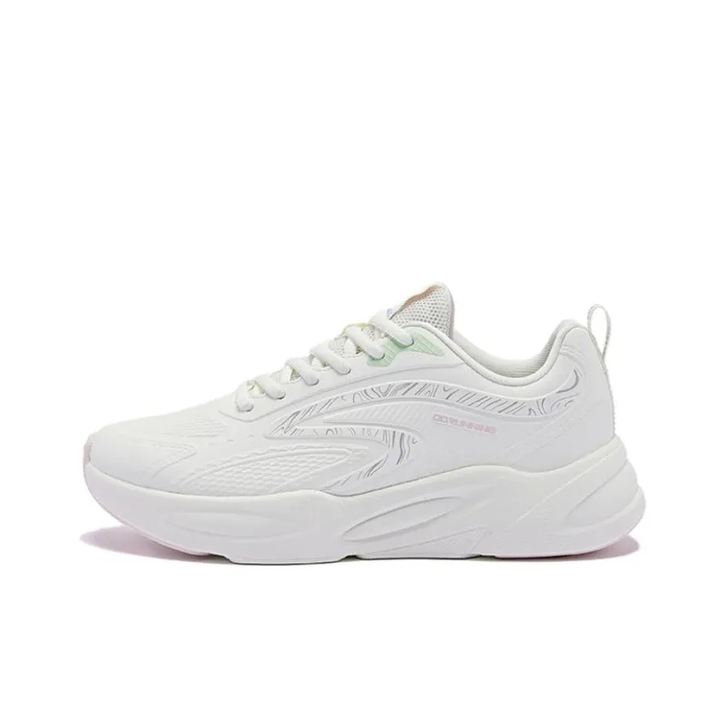 QIAODAN Cushioning Anti Slip And Wear Resistant Low Top Casual Shoes Women's Cloud Pink White-0