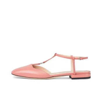 GUCCI Double G Ballet Flats Pink Leather Women's