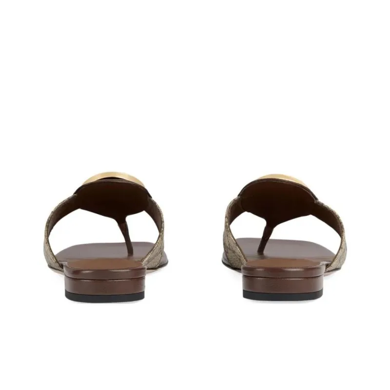 GUCCI Blondie Thong Canvas Sandals Ebony Women's-4