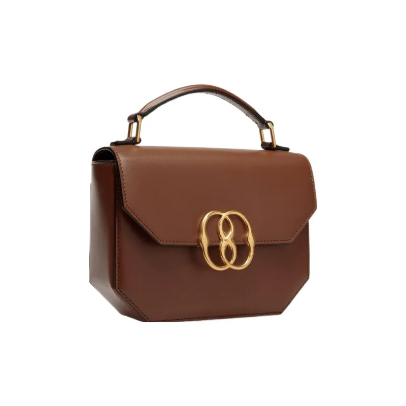 BALLY Emblem Cow Leather Square Bag Shoulder Bag Crossbody Bag Handbag Mini Women's Brown-1