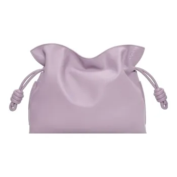 LOEWE Flamenco Napa Calf Leather Clutch Bag Over The Shoulder Large Size Women's Light Purple