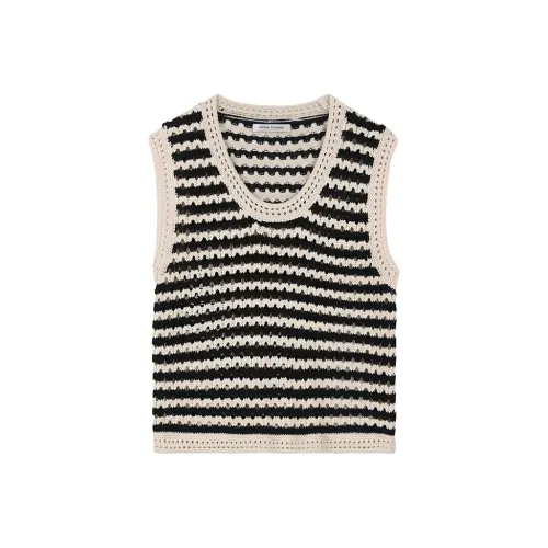 VEGA CHANG Tank Tops Women's Black And Brown Stripes