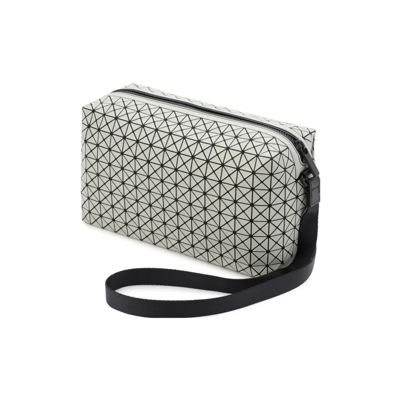 ISSEY MIYAKE Saddle Nylon Box Bag, Shoulder Bag, Crossbody Bag Medium Size Unisex Light Gray-2