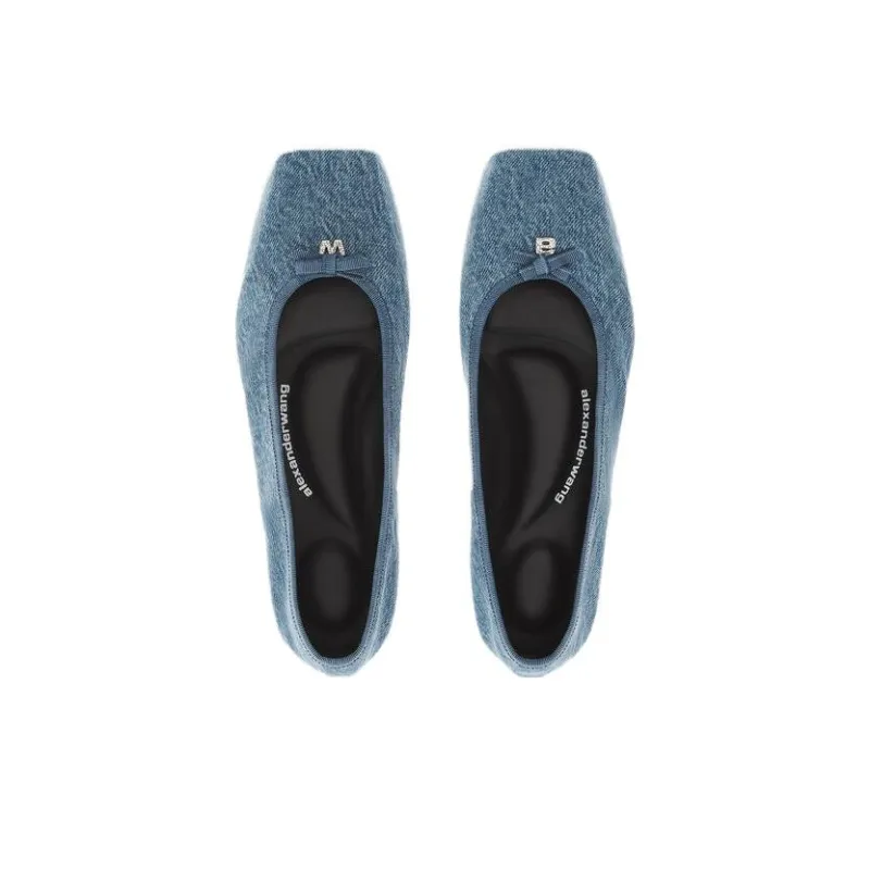 alexander wang Square-toe Denim Ballerina Shoes-4