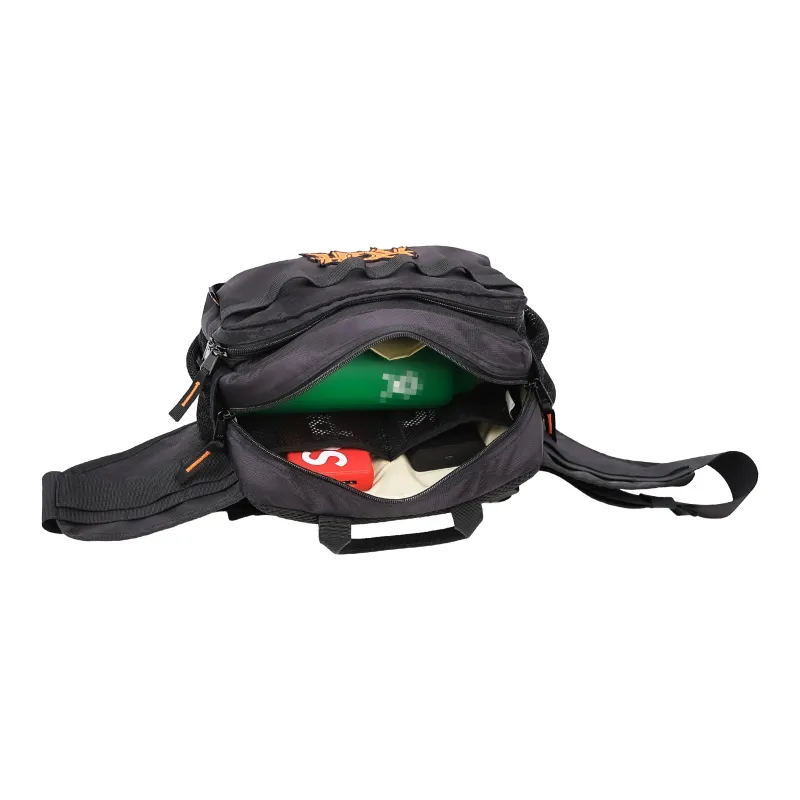 Rough Enough Canvas Fanny Pack Handbag Sling Bag Large Size Men's Black Orange-2