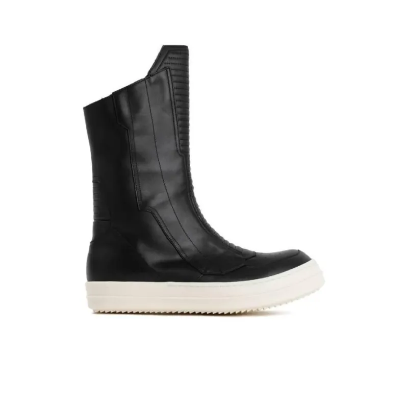 RICK OWENS Round-toe Leather Boots-5