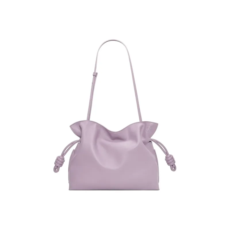 LOEWE Flamenco Napa Calf Leather Clutch Bag Over The Shoulder Large Size Women's Light Purple-1