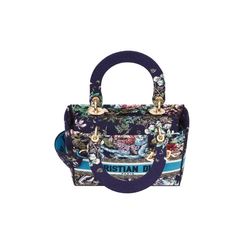 DIOR Lady D Lite Embroidery Dior Bag Shoulder Bag Crossbody Bag Handbag Medium Size Women's Blue/Multicolor-2