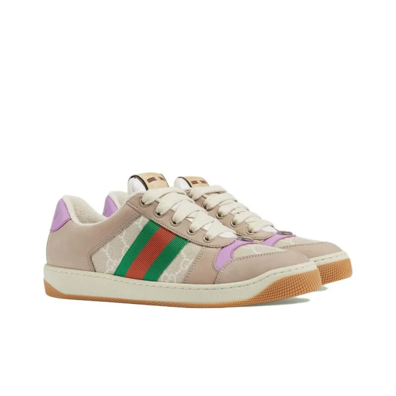 GUCCI Screener Distressed Shoes Low Top Stylish Skateboarding Shoes Women's Multicolor-1