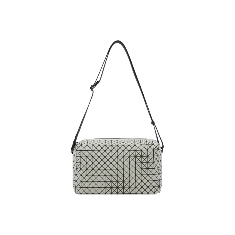 ISSEY MIYAKE Saddle Nylon Box Bag, Shoulder Bag, Crossbody Bag Medium Size Unisex Light Gray-0