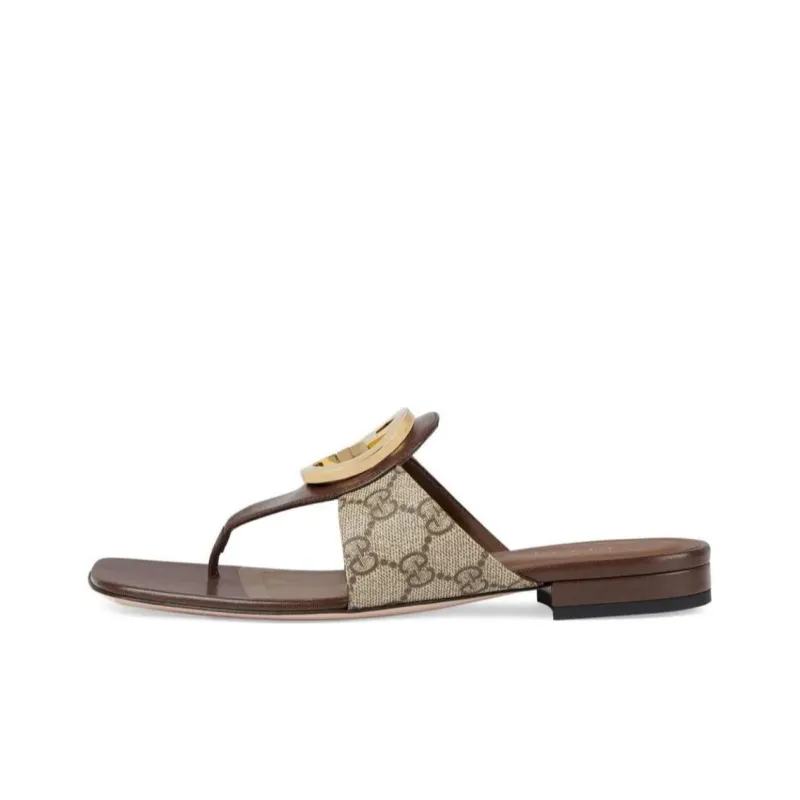 GUCCI Blondie Thong Canvas Sandals Ebony Women's-0