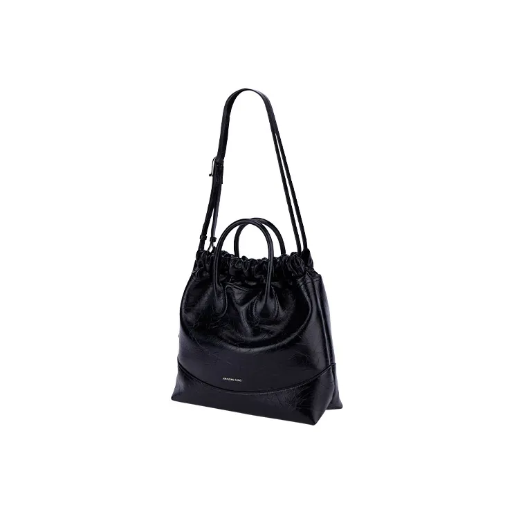 AMAZING SONG Stray Bag Series Cow Leather Tote Bag, Shopping Bag, Handbag, Crossbody Bag Tubas Women's Black/White-1