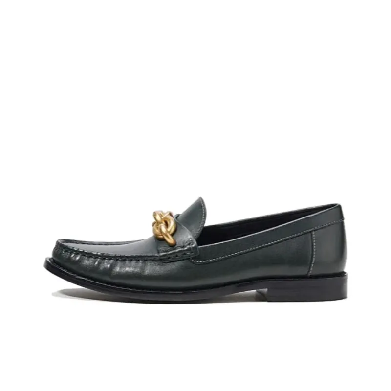 COACH Chain-link Detailing Leather Loafers-0