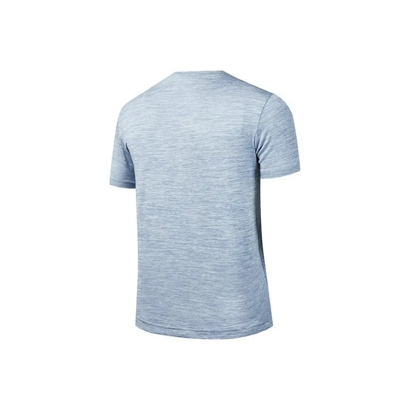 QIAODAN Short Sleeved T Shirts Men's Mineral Blue Heather Gray-1