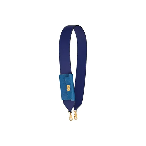 HERMES Kelly Pocket Swift With Epsom Calfskin Bag Straps Women's Sapphire Blue/French Blue-0