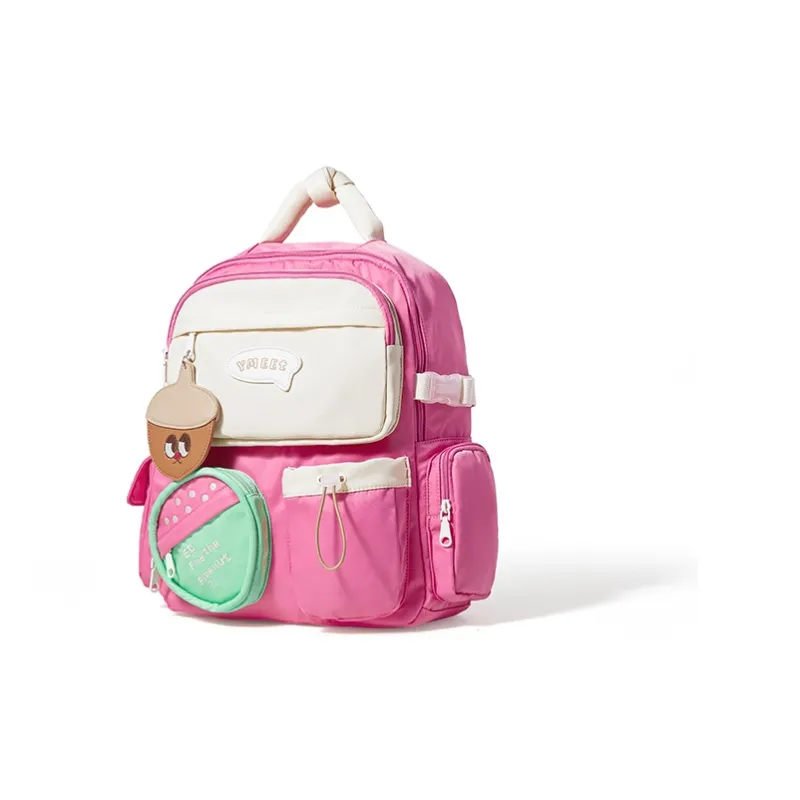 Sound For Life Nylon Fabric Backpack Large Size Women's Ecru/Pink-6
