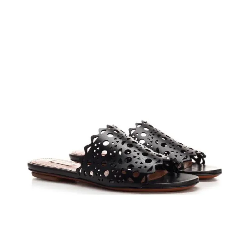 Alaia Slide Slippers Women's Black-2