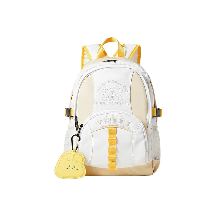 Sound For Life Nylon Fabric Backpack Large Size Women's Ecru/Apricot-6