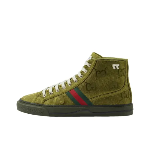 GUCCI Tennis 1977 Skateboard Shoes Men Mid-Top Green/White/Red