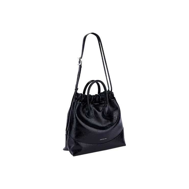 AMAZING SONG Stray Bag Series Cow Leather Tote Bag, Shopping Bag, Handbag, Crossbody Bag Tubas Women's Black/White-2