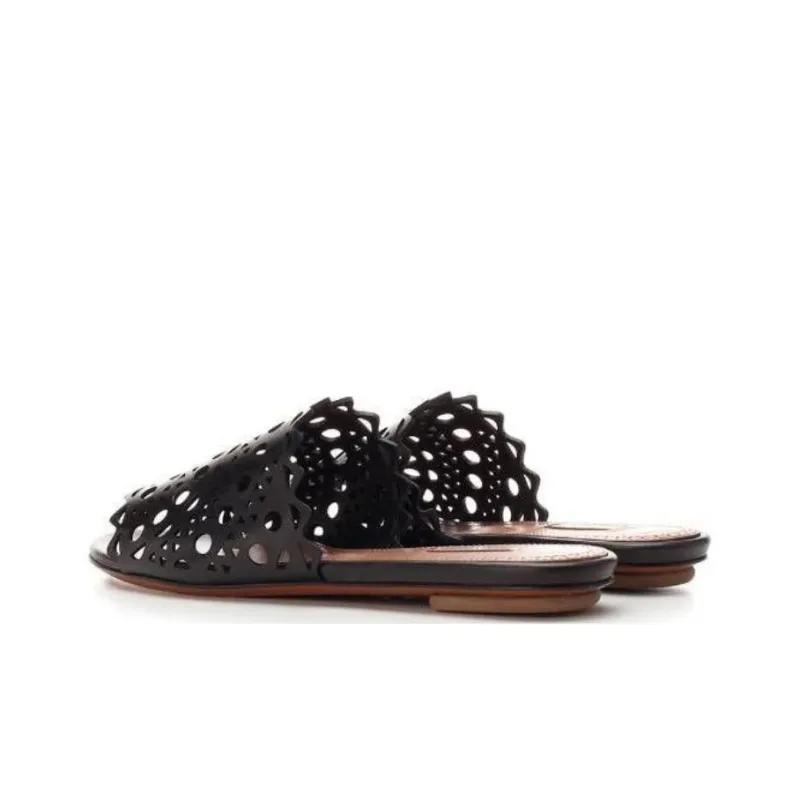 Alaia Slide Slippers Women's Black-4