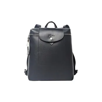 LONGCHAMP Le Pliage Canvas With Leather Trim Backpack Medium Size Unisex Black