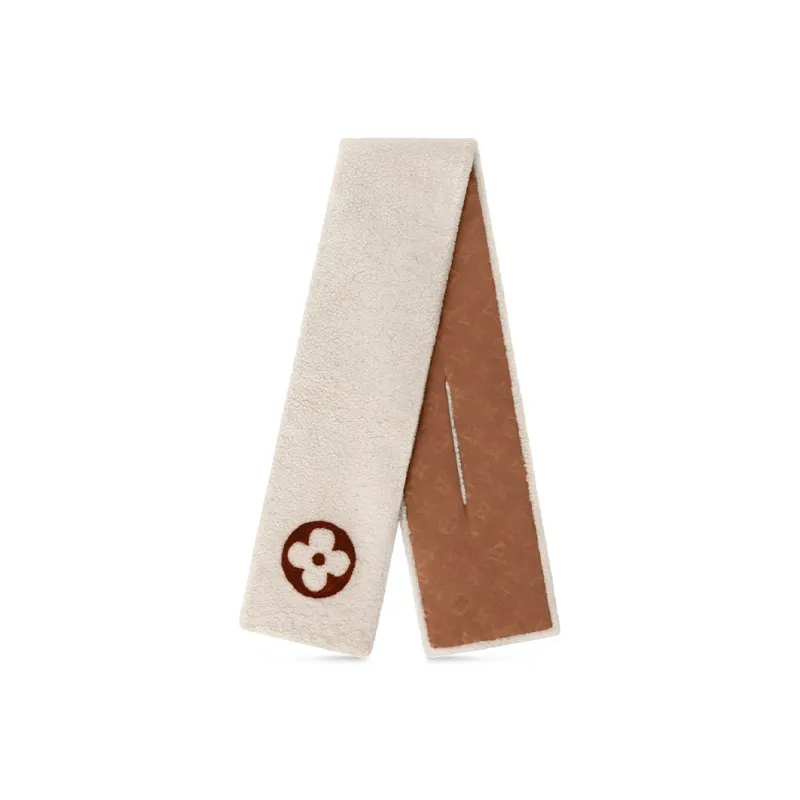 LOUIS VUITTON SHEARLING Knit Scarves Unisex Beige-3