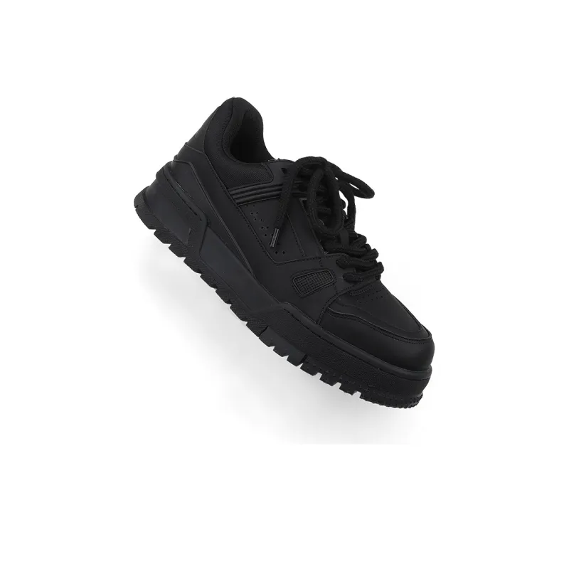 HANQIAORIJI Black Blood Series Skateboard Shoes Unisex Low Top Black-3