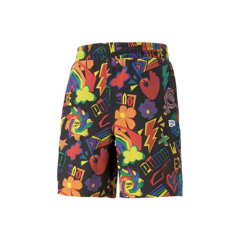 PUMA DOWNTOWN PRIDE AOP 8'' TR Casual Shorts Men's Black-1