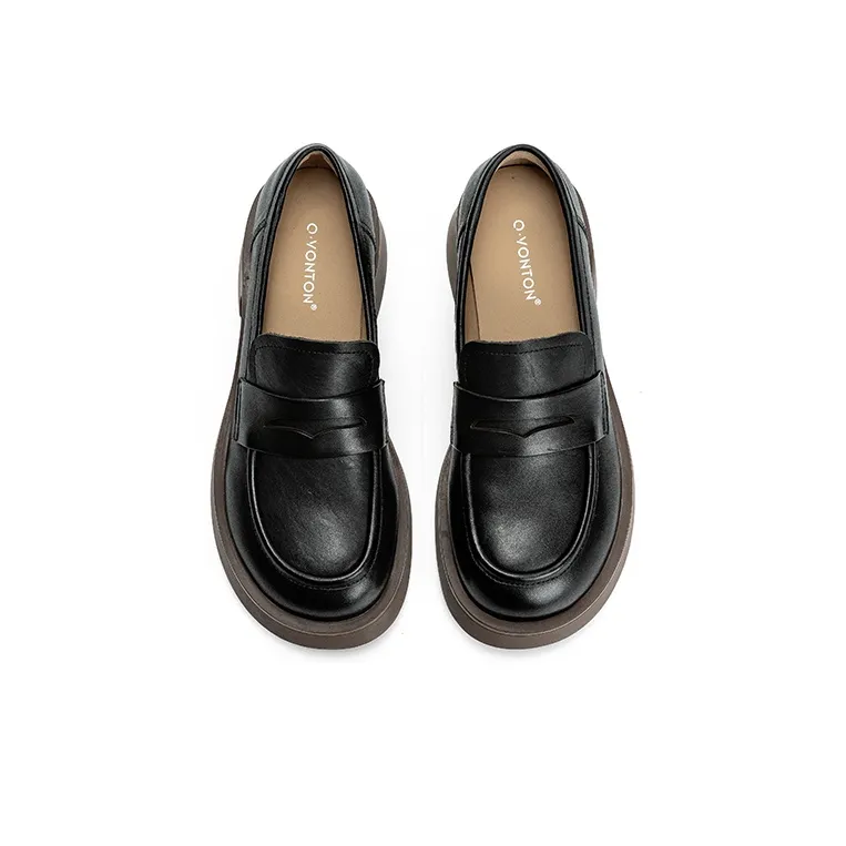 Q.VONTON Loafers Women's Low Top Black/Coffee-1