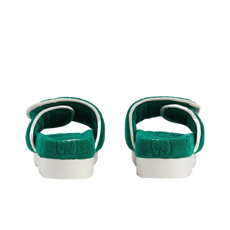 GUCCI Adidas X GUCCI Gg Platform Sandal 'Green Cotton Sponge'-3