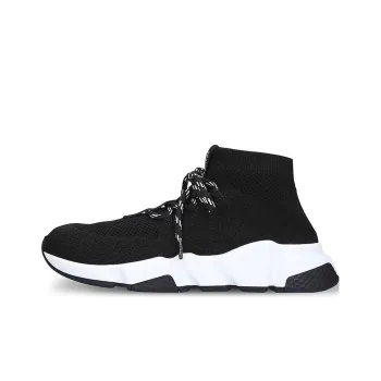 Balenciaga Speed Trainer Lace Up Black White Black Women's